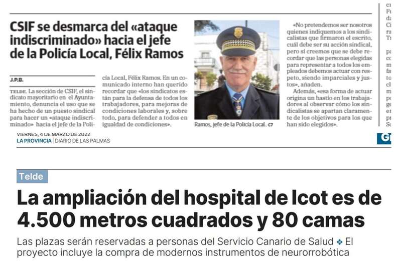 Titulares de la prensa regional sobre Telde/TA.